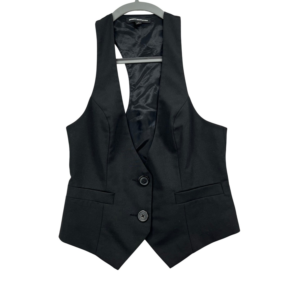 Express Design Studio Halter Tuxedo‎ Vest Womens 4 Black Tailored Dark Academia